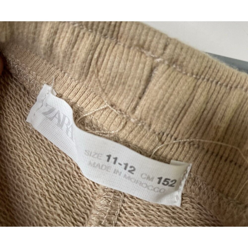 Zara Kids Boys Tracksuit Pants Size 11-12 Years Brown Elastic Waist Jogger Tan - Picture 2 of 6